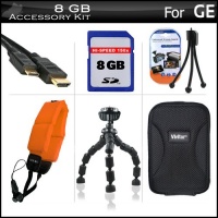 8GB Accessories Kit For GE Active DV1-GG, DV1-AB, DV1-CO, DV1-LG, DV1-LG, Waterproof/Shockproof 1080P Pocket Video Camera Includes 8GB High Speed SD Memory Card + Mini HDMI Cable + Hard Case + FLOAT STRAP + 7 Flexible Tripod + More 8GB Accessories Kit For GE Active DV1-GG, DV1-AB, DV1-CO, DV1-LG, DV1-LG, Waterproof/Shockproof 1080P Pocket Video Camera Includes 8GB High Speed SD Memory Card + Mini HDMI Cable + Hard Case + FLOAT STRAP + 7 Flexible Tripod + More