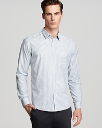 A sharp-as-a-tack banker stripe design from Theory keeps your look flowing morning, noon and night. A sharp-as-a-tack banker stripe design from Theory keeps your look flowing morning, noon and night.