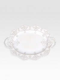 Bring the outdoors inside with a beautifully detailed, hand-finished stoneware platter detailed with lattice to celebrate the splendor and romance of the world's most beautiful gardens. From the Jardins du Monde Collection17 X 25Ceramic stonewareDishwasher safeImported Bring the outdoors inside with a beautifully detailed, hand-finished stoneware platter detailed with lattice to celebrate the splendor and romance of the world's most beautiful gardens. From the Jardins du Monde Collection17 X 25Ceramic stonewareDishwasher safeImported