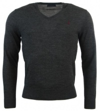Polo Ralph Lauren Mens Custom Fit Merino Wool V-Neck Sweater - M - Gray Polo Ralph Lauren Mens Custom Fit Merino Wool V-Neck Sweater - M - Gray
