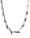 Judith Jack Silver Rain Hammered Sterling Silver and Marcasite Tear Shaped Collar Necklace, 16