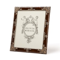 The Olivia Riegel Brown Topaz Enamel Frame is finely detailed with sable colored enamel and topaz Swarovski crystals.