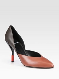 Supple two-tone leather point toe pump with a contrasting colorblock heel. Lacquered and metal heel, 3¾ (95mm)Leather upperPoint toeLeather lining and solePadded insoleMade in ItalyThis style runs true to size. We recommend ordering your usual size for a standard fit. Supple two-tone leather point toe pump with a contrasting colorblock heel. Lacquered and metal heel, 3¾ (95mm)Leather upperPoint toeLeather lining and solePadded insoleMade in ItalyThis style runs true to size. We recommend ordering your usual size for a standard fit.