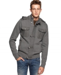 This military field inspired hooded sweater jacket commands attention. Designed by X-Ray, this heavyweight jacket is assertive and stylish. This military field inspired hooded sweater jacket commands attention. Designed by X-Ray, this heavyweight jacket is assertive and stylish.