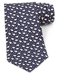 This charming tie from Salvatore Ferragamo boasts a clever nighttime theme with an allover print of moons, stars and sheep on premium Italian silk. This charming tie from Salvatore Ferragamo boasts a clever nighttime theme with an allover print of moons, stars and sheep on premium Italian silk.
