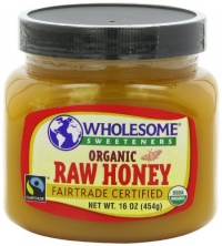 Wholesome Sweeteners Organic Fair Trade Raw Honey, 16 Ounce Jars (Pack of 3)