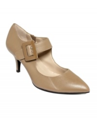 Pretty and pointed. Ellen Tracy's Beau shooties feature a large adjustable buckle across the vamp and a small covered heel. Pretty and pointed. Ellen Tracy's Beau shooties feature a large adjustable buckle across the vamp and a small covered heel.