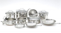 Emeril Stainless Steel with Copper and Pouring Spouts Dishwasher Safe 14-Piece Cookware Set, Silver Emeril Stainless Steel with Copper and Pouring Spouts Dishwasher Safe 14-Piece Cookware Set, Silver