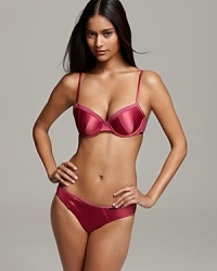Glam it up in a soft demi bra with contrast stitching detail and a sheer mesh back. Glam it up in a soft demi bra with contrast stitching detail and a sheer mesh back.