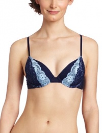 On Gossamer Women's Layered Luxe Lace Bra, Ink/Cornflower, 34C On Gossamer Women's Layered Luxe Lace Bra, Ink/Cornflower, 34C