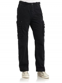 THE LOOKTopstitching detailsGrommet accentsBanded waist with belt loopsFront zip with button tab closureSide seam pocketsSide snap flap cargo pocketsBack logo patchBack snap flap pocketsTHE FITRise, about 11Inseam, about 31THE MATERIALCottonCARE & ORIGINMachine washImported THE LOOKTopstitching detailsGrommet accentsBanded waist with belt loopsFront zip with button tab closureSide seam pocketsSide snap flap cargo pocketsBack logo patchBack snap flap pocketsTHE FITRise, about 11Inseam, about 31THE MATERIALCottonCARE & ORIGINMachine washImported