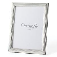 This stunning Christofle Elysees frame is etched with a an optic geometric pattern in gleaming silver plate.