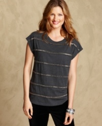 Add a chic touch of shine to jeans or corduroys with Tommy Hilfiger's pretty beaded top. Add a chic touch of shine to jeans or corduroys with Tommy Hilfiger's pretty beaded top.