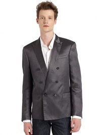 THE LOOKNotch lapelFront button closureLong concealed button cuff sleeves Chest pocketSeam detailsDouble breasted decorative buttonsFront flap pocketsOne inside button pocketTwo inside open pocketsBack vented hemTHE MATERIAL55% rayon/45% ramieFully linedCARE & ORIGINDry clean Made in Italy THE LOOKNotch lapelFront button closureLong concealed button cuff sleeves Chest pocketSeam detailsDouble breasted decorative buttonsFront flap pocketsOne inside button pocketTwo inside open pocketsBack vented hemTHE MATERIAL55% rayon/45% ramieFully linedCARE & ORIGINDry clean Made in Italy