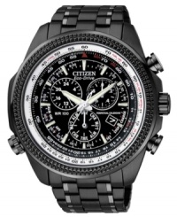 Don't get left behind. This multifunctional Citizen watch features a perpetual calendar and chronograph dials. The Eco-Drive tech harnesses both natural and artificial light, never needing a battery. Don't get left behind. This multifunctional Citizen watch features a perpetual calendar and chronograph dials. The Eco-Drive tech harnesses both natural and artificial light, never needing a battery.