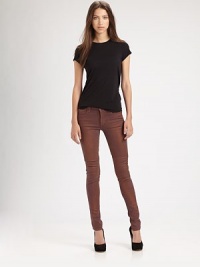 Metallic, leather-like finish updates these critically acclaimed skinnies. THE FITMedium rise, about 8Inseam, about 33THE DETAILSZip flyFive-pocket styleFully lined93% cotton/6% polyester/1% LycraDry cleanMade in USA of imported fabricModel shown is 5'9 (175cm) wearing US size 2. Metallic, leather-like finish updates these critically acclaimed skinnies. THE FITMedium rise, about 8Inseam, about 33THE DETAILSZip flyFive-pocket styleFully lined93% cotton/6% polyester/1% LycraDry cleanMade in USA of imported fabricModel shown is 5'9 (175cm) wearing US size 2.