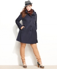 Tailored details like empire waist seaming and an inverted pleat in back create a streamlined trapeze silhouette. DKNY's plus size lightweight raincoat is also light on your wallet too, with an everyday low price! Tailored details like empire waist seaming and an inverted pleat in back create a streamlined trapeze silhouette. DKNY's plus size lightweight raincoat is also light on your wallet too, with an everyday low price!