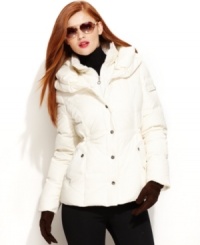 Cozy into this sleek puffer jacket from DKNY. A pillow collar and slim fit keeps you chic and toasty, whether you're on the slopes or the city streets! Cozy into this sleek puffer jacket from DKNY. A pillow collar and slim fit keeps you chic and toasty, whether you're on the slopes or the city streets!