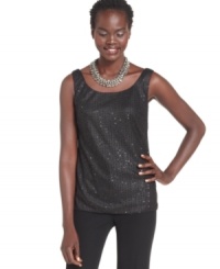 Tahari by ASL's blouse gets a feminine update with a ruffled collar. Tie it anyway you like, too!