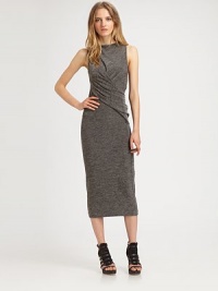 Elegant and inimitable, this fitted jewelneck has ingenious asymmetrical draping that complements just about every body type. JewelneckSleevelessAbout 31 from natural waist56% rayon/35% polyester/9% spandexHand washImportedModel shown is 5'9 (175cm) wearing US size Small. Elegant and inimitable, this fitted jewelneck has ingenious asymmetrical draping that complements just about every body type. JewelneckSleevelessAbout 31 from natural waist56% rayon/35% polyester/9% spandexHand washImportedModel shown is 5'9 (175cm) wearing US size Small.