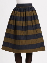 Made from fine mulberry silk, this striped skirt offers a universally flattering A-line silhouette.Solid waistbandBack zipperAbout 27 longMulberry silkDry cleanMade in Italy of imported fabric Model shown is 5'9½ (176cm) wearing US size 4. Made from fine mulberry silk, this striped skirt offers a universally flattering A-line silhouette.Solid waistbandBack zipperAbout 27 longMulberry silkDry cleanMade in Italy of imported fabric Model shown is 5'9½ (176cm) wearing US size 4.