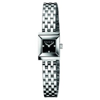 Gucci Women's YA128507 G-Frame Square Steel Bracelet Black Diamond Dial Watch Gucci Women's YA128507 G-Frame Square Steel Bracelet Black Diamond Dial Watch