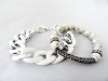 Set 2 Chunky Link Bracelet White Links & Stretch Beaded Bracelet