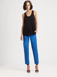 An impeccable fit and style, tailored in smooth cotton with a hint of stretch, that is sure to be a wardrobe favorite.Flat-front styleButton closureZip flySide slash, back welt pocketsInseam, about 3098% cotton/2% spandexDry cleanImported Model shown is 5'9 (175cm) wearing US size 4. An impeccable fit and style, tailored in smooth cotton with a hint of stretch, that is sure to be a wardrobe favorite.Flat-front styleButton closureZip flySide slash, back welt pocketsInseam, about 3098% cotton/2% spandexDry cleanImported Model shown is 5'9 (175cm) wearing US size 4.