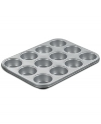 Make the morning memorable! Showoff your best baking skills with this heavy-gauge aluminized steel muffin pan, which heats evenly and features a nonstick finish that knows when to let go & how to clean up quick & easy. A dishwasher-safe design eliminates any bother after baking, plus the thick rolled edges on the pan prevent warping for a lifetime of use. Lifetime warranty. Make the morning memorable! Showoff your best baking skills with this heavy-gauge aluminized steel muffin pan, which heats evenly and features a nonstick finish that knows when to let go & how to clean up quick & easy. A dishwasher-safe design eliminates any bother after baking, plus the thick rolled edges on the pan prevent warping for a lifetime of use. Lifetime warranty.