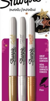 Sharpie Metallic Fine Point Permanent Markers, 3 Markers, Colored (1823815) Sharpie Metallic Fine Point Permanent Markers, 3 Markers, Colored (1823815)
