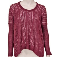 Plum Purple Hi Low Long Sleeve Thin Open Knit Sweater Plum Purple Hi Low Long Sleeve Thin Open Knit Sweater