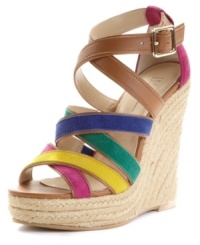 Go bold or go home. Valencia wedge sandals by INC Intentional Concepts Shoes feature fierce contrasting straps that will add flavor to any sundress in your closet. Go bold or go home. Valencia wedge sandals by INC Intentional Concepts Shoes feature fierce contrasting straps that will add flavor to any sundress in your closet.