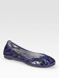 Stretchy stunner in exotic python-print watersnake with a rubber sole for traction. Python-print watersnake upperLeather liningRubber solePadded insoleImportedOUR FIT MODEL RECOMMENDS ordering true size. Stretchy stunner in exotic python-print watersnake with a rubber sole for traction. Python-print watersnake upperLeather liningRubber solePadded insoleImportedOUR FIT MODEL RECOMMENDS ordering true size.