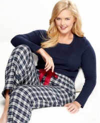 Time flies when you're cuddled up! Watch winter blow through while you're wrapped in the soft cotton of this top and plaid pajama pants by Nautica. Time flies when you're cuddled up! Watch winter blow through while you're wrapped in the soft cotton of this top and plaid pajama pants by Nautica.