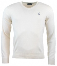 Polo Ralph Lauren Mens Pima Cotton V-Neck Sweater - S - Cream Polo Ralph Lauren Mens Pima Cotton V-Neck Sweater - S - Cream