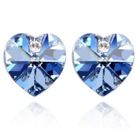 Crystal Heart 18k Gold Plated Heart Shaped Swarovski Crystal Stud Earrings - Aquamarine Blue Crystal Heart 18k Gold Plated Heart Shaped Swarovski Crystal Stud Earrings - Aquamarine Blue