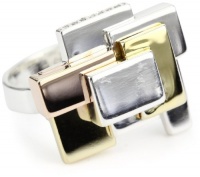 Elizabeth and James Architecture Silver Tri-Color Diamond Ring Size6 Elizabeth and James Architecture Silver Tri-Color Diamond Ring Size6