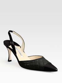 A striking classic, luxe quilted leather is capped at the toe with glossy patent leather.Patent leather heel, 2¾ (70mm) Leather lining and sole Padded insole Made in ItalyOUR FIT MODEL RECOMMENDS ordering one size up as this style runs small. A striking classic, luxe quilted leather is capped at the toe with glossy patent leather.Patent leather heel, 2¾ (70mm) Leather lining and sole Padded insole Made in ItalyOUR FIT MODEL RECOMMENDS ordering one size up as this style runs small.