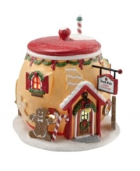 The North Pole's Cookie Exchange has a sweet cookie jar design accented by holiday greens and reds, garland and candy cane stripes, plus a darling gingerbread man on guard at the door. The North Pole's Cookie Exchange has a sweet cookie jar design accented by holiday greens and reds, garland and candy cane stripes, plus a darling gingerbread man on guard at the door.