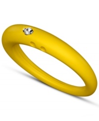 Stackable style with a hint of sparkle! DUEPUNTI's unique ring is crafted from yellow-hued silicone with a round-cut diamond accent. Set in silver. Ring Size Small (4-6), Medium (6-1/2-8) and Large (8-1/2-10) Stackable style with a hint of sparkle! DUEPUNTI's unique ring is crafted from yellow-hued silicone with a round-cut diamond accent. Set in silver. Ring Size Small (4-6), Medium (6-1/2-8) and Large (8-1/2-10)