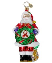 Take steps to prevent and raise awareness about AIDS with the Claus for a Cause charity ornament from Christopher Radko. Santa shows his support with a wreath trimmed in red ribbon. Take steps to prevent and raise awareness about AIDS with the Claus for a Cause charity ornament from Christopher Radko. Santa shows his support with a wreath trimmed in red ribbon.