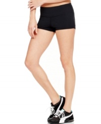 Strike a sporty note in these short shorts from Ideology. Perfect for yoga, running or any athletic activity in your routine! Strike a sporty note in these short shorts from Ideology. Perfect for yoga, running or any athletic activity in your routine!
