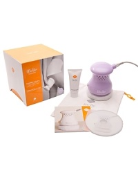 The Violet babyBelle Bodybuffer Kit includes two white terry cloth bonnets, one 2 oz. travel tube of luxurious Après Contouring Crème, a drawstring travel pouch, a DVD and the owner's manual.