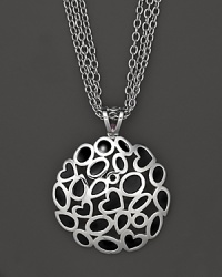 A bold sterling silver and black enamel pendant featuring a cluster of hearts on a triple-chain necklace. From Fifth Season by Roberto Coin. A bold sterling silver and black enamel pendant featuring a cluster of hearts on a triple-chain necklace. From Fifth Season by Roberto Coin.