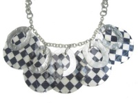 Hip & Edgy Silver Tone White & Black Shell Necklace Hip & Edgy Silver Tone White & Black Shell Necklace