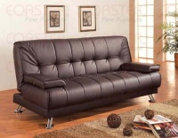 Coaster Futon Sofa Bed with Removable Arm Rests, Brown Vinyl Coaster Futon Sofa Bed with Removable Arm Rests, Brown Vinyl
