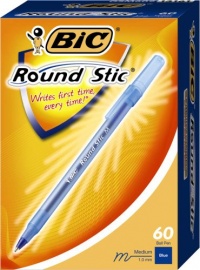 BIC Round Stic Ball Pen, Medium Point (1.0 mm), Blue, 60 Pens BIC Round Stic Ball Pen, Medium Point (1.0 mm), Blue, 60 Pens