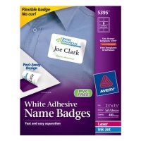 Avery Adhesive Name Badges, 2.33 x 3.38 Inches, White, Box of 400 (05395) Avery Adhesive Name Badges, 2.33 x 3.38 Inches, White, Box of 400 (05395)