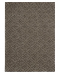 Bold yet subtle, this graceful area rug is punctuated with fine florets within an all-over diamond design. Hand tufted from 100% natural wool, this plush Calvin Klein rug is crafted using the cut-and-loop pile technique that creates a unique matte surface texture. Bold yet subtle, this graceful area rug is punctuated with fine florets within an all-over diamond design. Hand tufted from 100% natural wool, this plush Calvin Klein rug is crafted using the cut-and-loop pile technique that creates a unique matte surface texture.