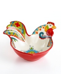 Big bold florals, exuberant hues and a whimsical rooster shape make the Pasha candy dish a country-fun addition to casual tables and decor. From Tabletops Unlimited. Big bold florals, exuberant hues and a whimsical rooster shape make the Pasha candy dish a country-fun addition to casual tables and decor. From Tabletops Unlimited.
